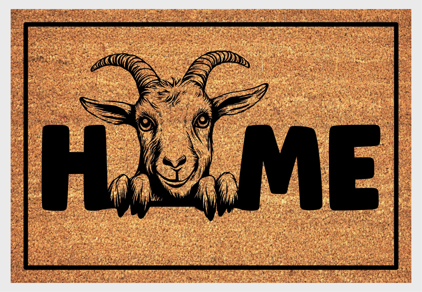 Goat farm animal coir doormat #1 with home text natural fiber welcome mat