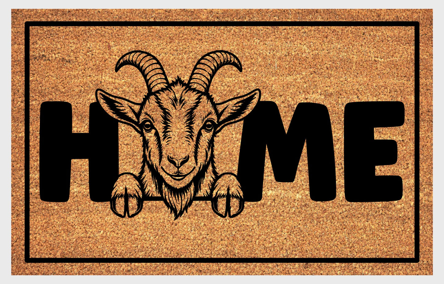 Goat coir doormat #1 with HOME text natural fiber welcome mat