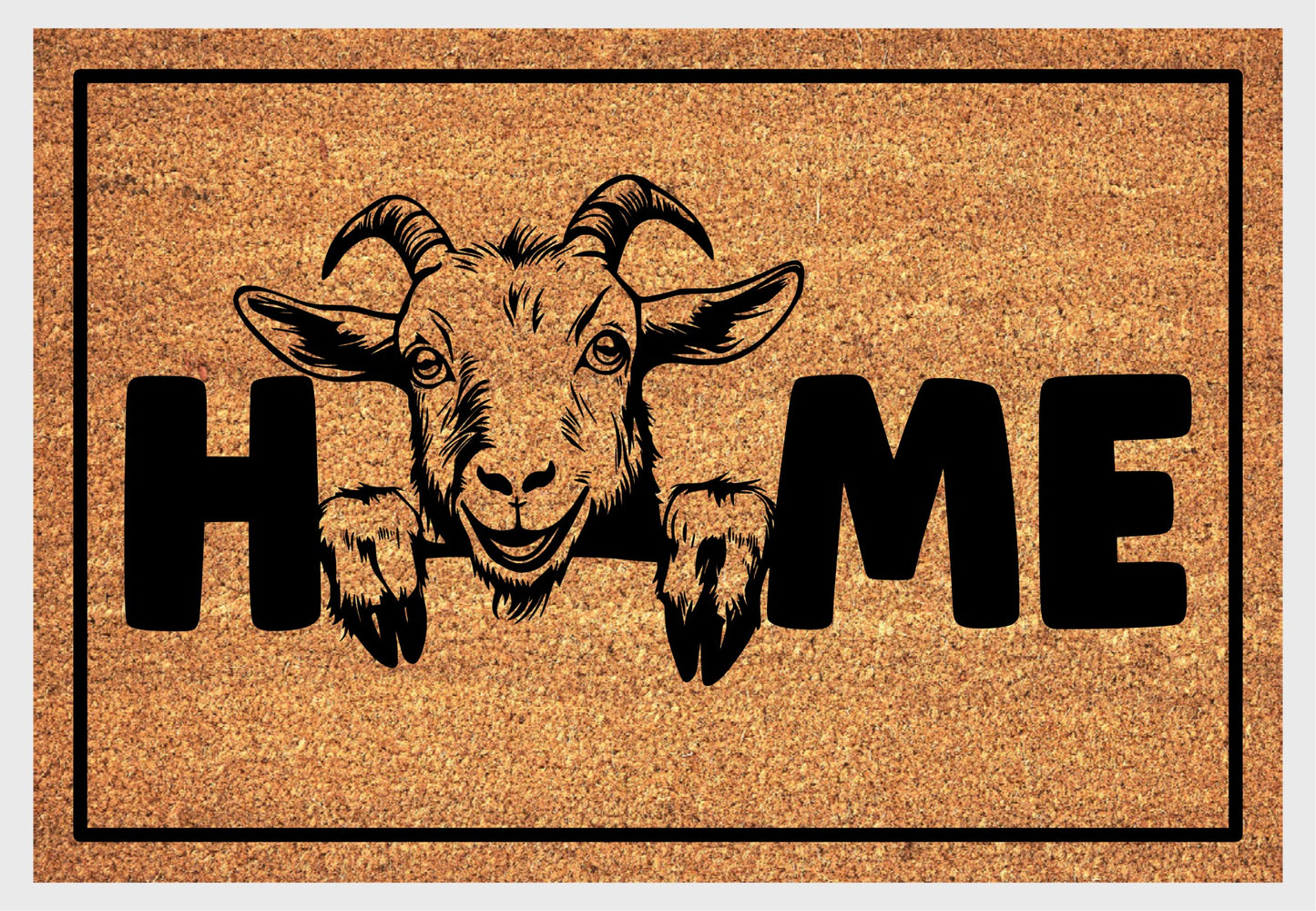 Goat farm animal coir doormat #2 with home text natural fiber welcome mat