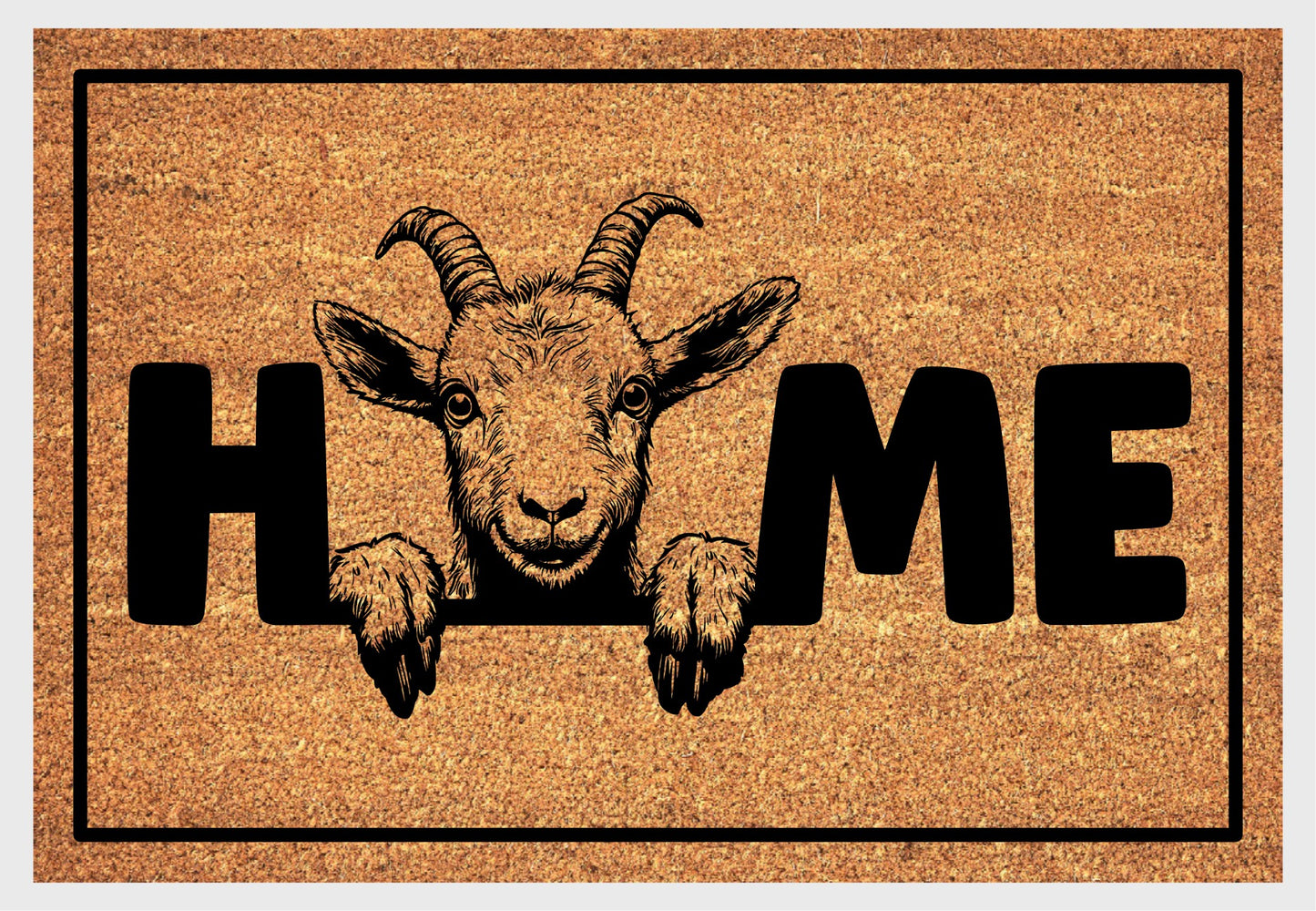 Goat farm animal coir doormat #3 with home text natural fiber welcome mat