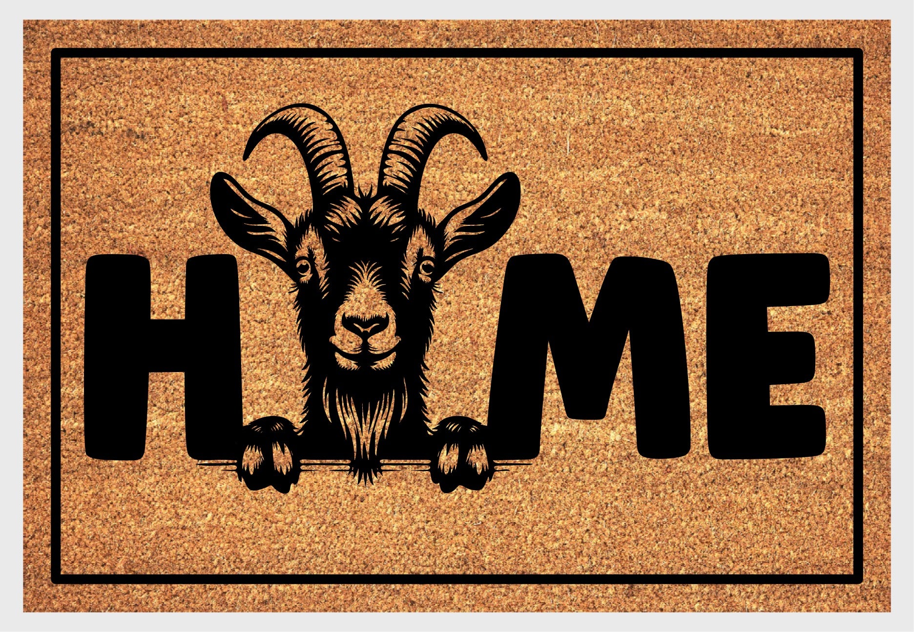 Goat farm animal coir doormat #4 with home text natural fiber welcome ma