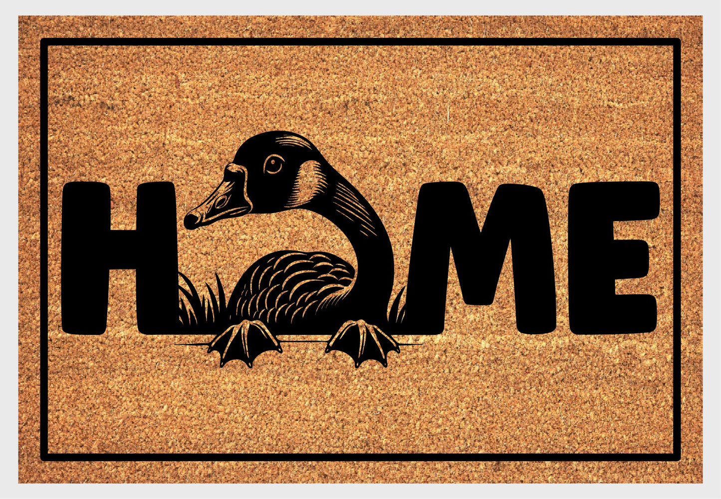 Goose coir doormat #1 with home text natural fiber welcome mat