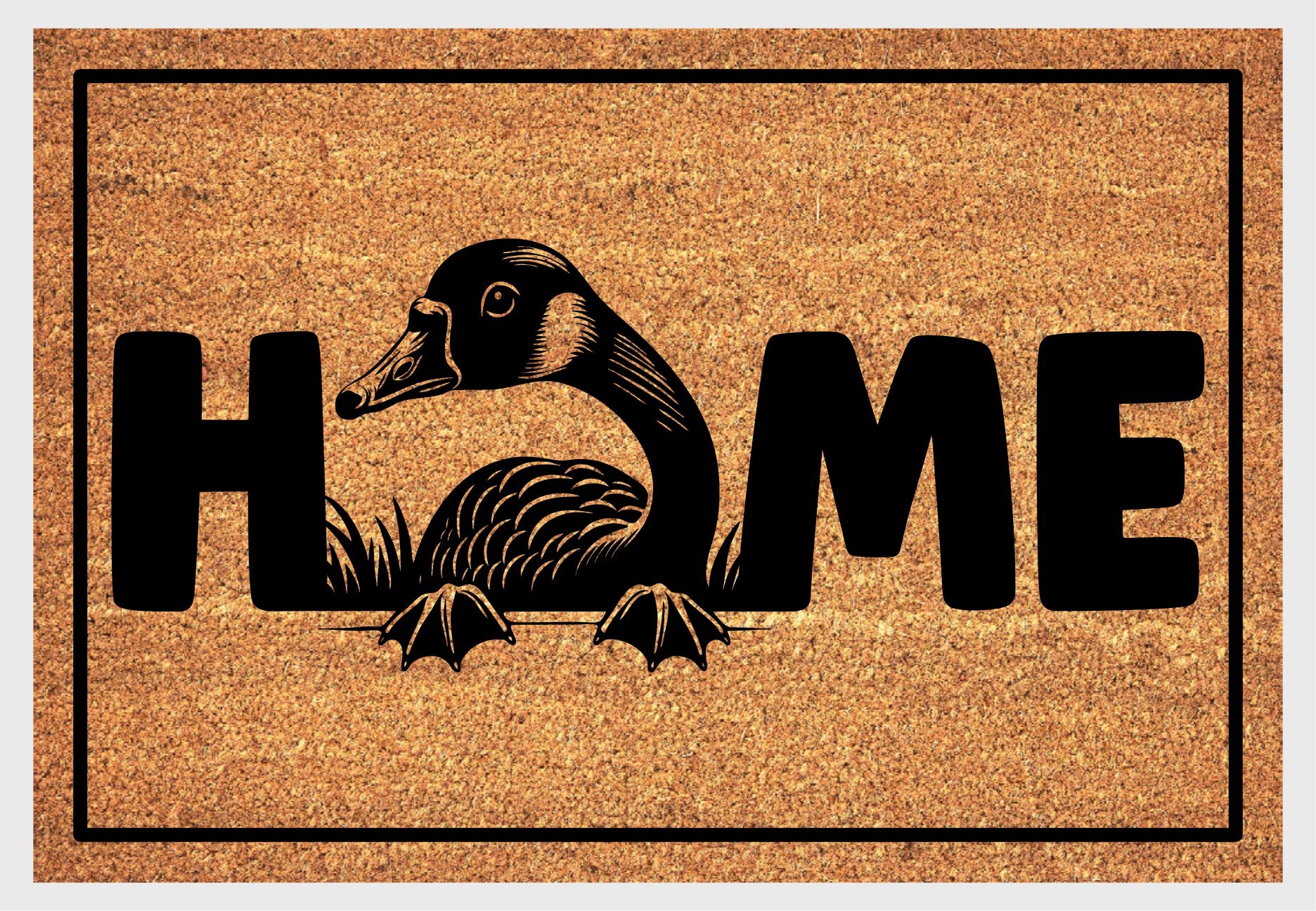 Goose coir doormat #1 with home text natural fiber welcome mat