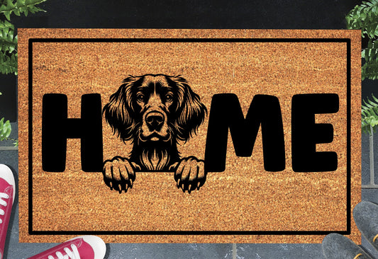 Irish Setter doormat #1 on front porch entryway