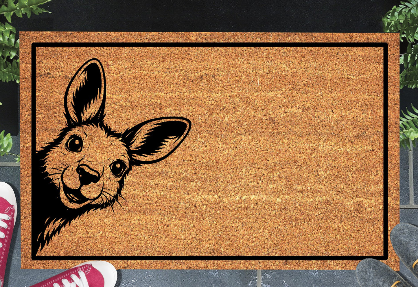 Kangaroo peeking doormat in entryway - 16x24 size