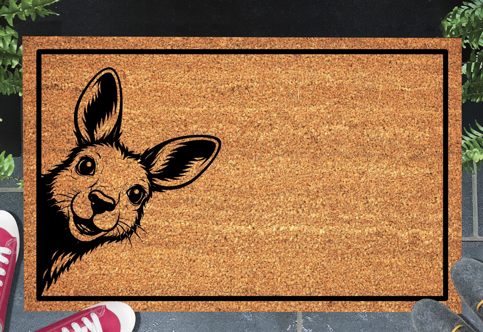 Kangaroo peeking doormat in entryway - 16x24 size