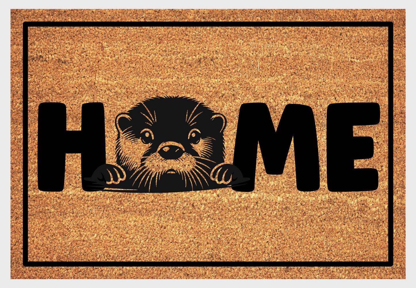 Otter coir doormat #1 with HOME text and otter design