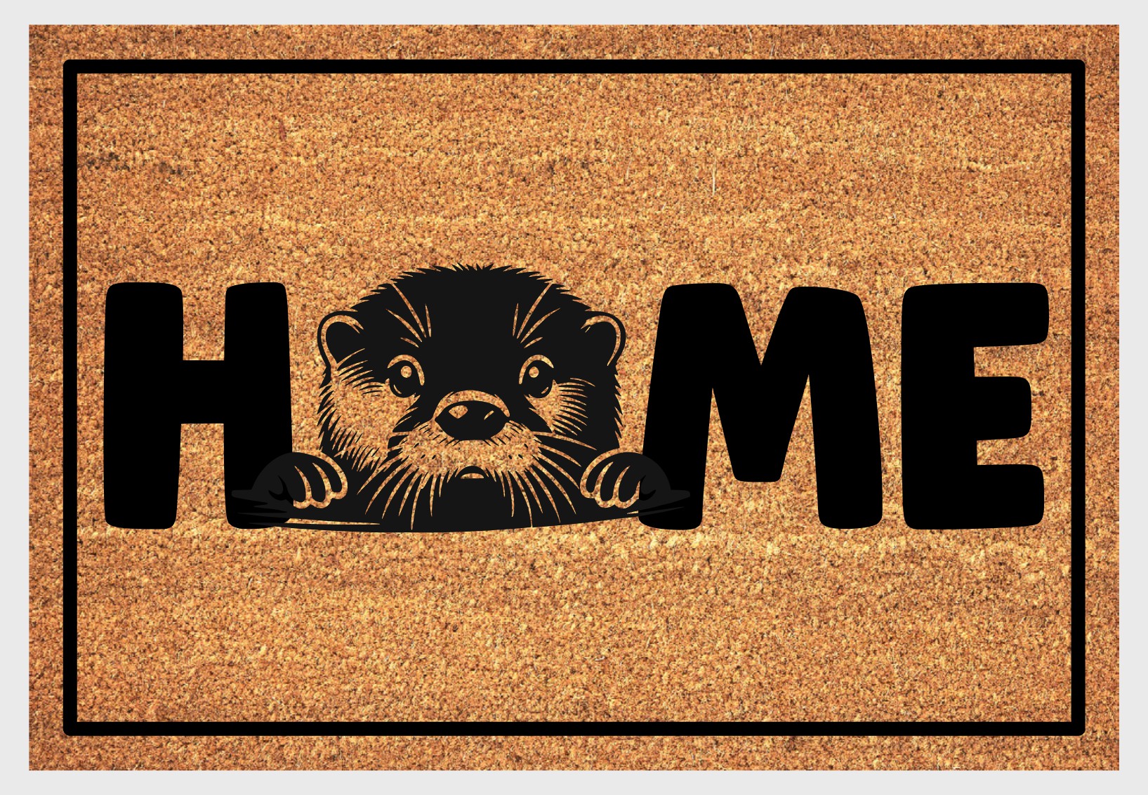 Otter coir doormat #1 with HOME text and otter design