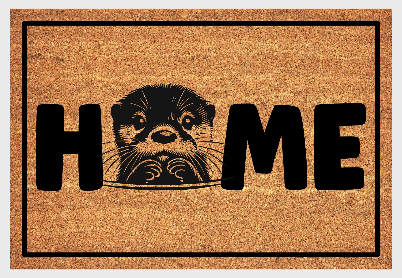 Otter coir doormat #2 with HOME text and otter design