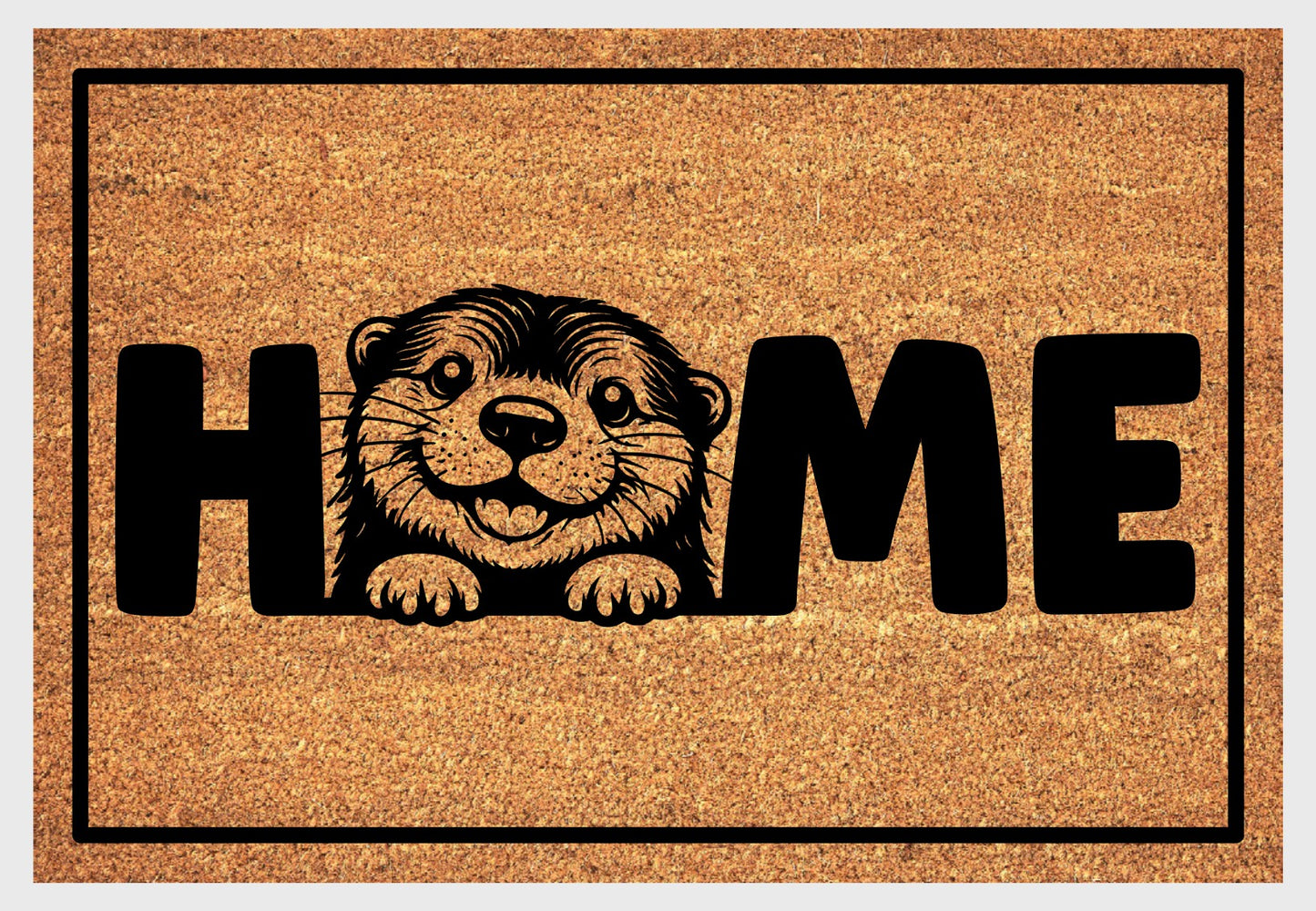 Otter coir doormat #3 with HOME text and otter design
