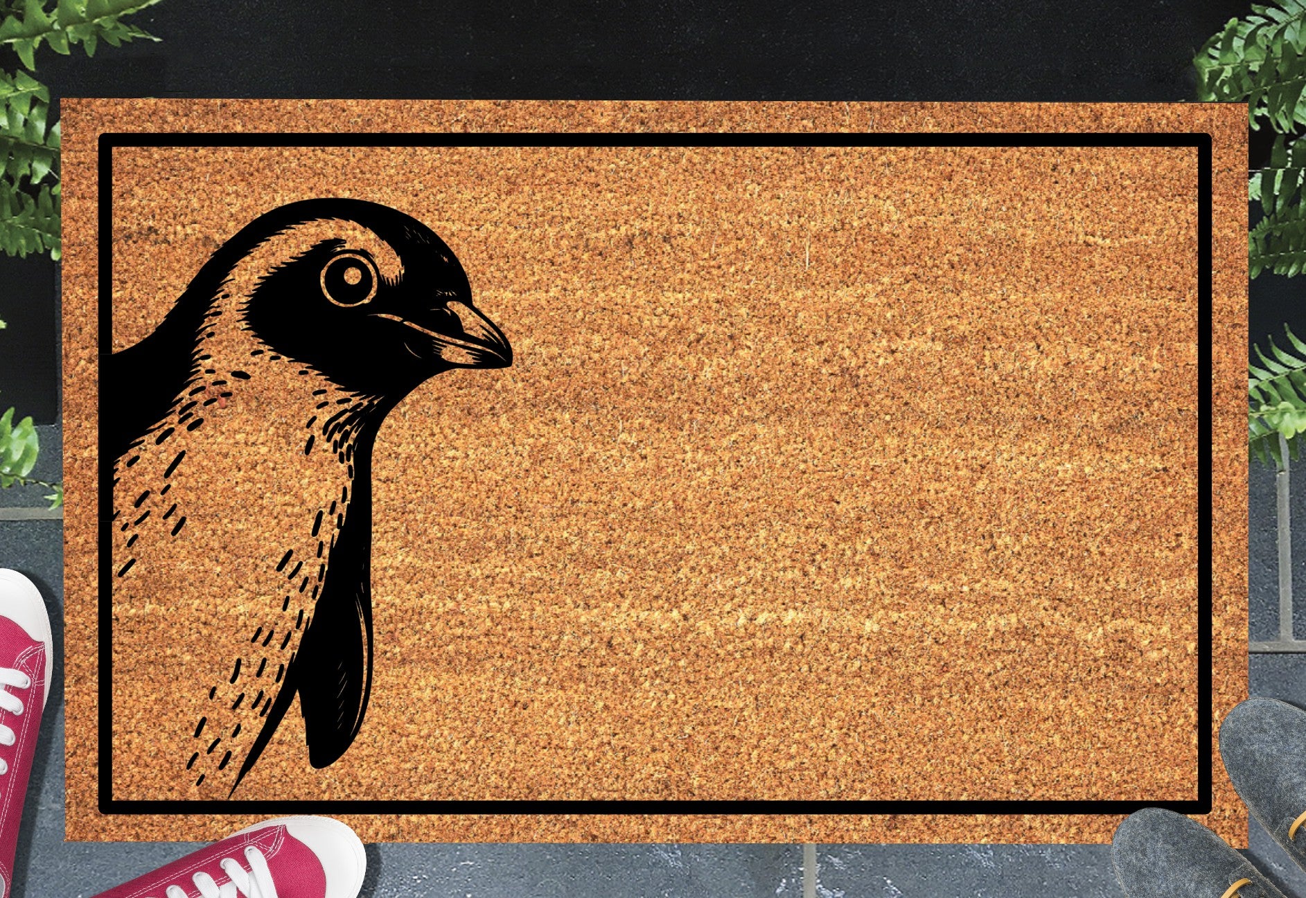 Penguin peeking doormat in entryway - 16x24 size