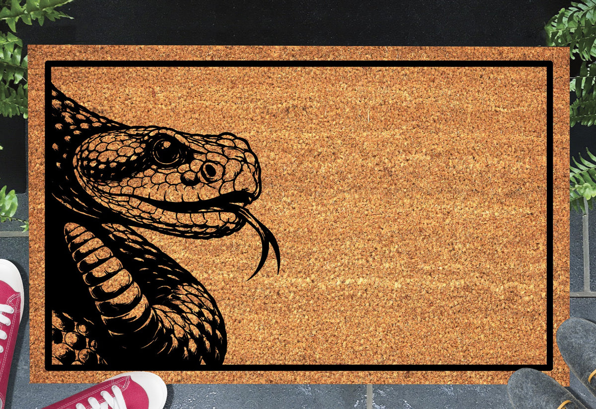 Rattlesnake doormat in entryway - 16x24 size