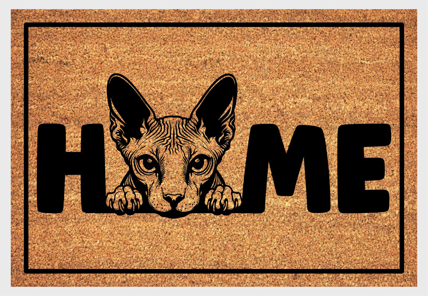 Sphynx cat coir doormat #1 with home text natural fiber welcome mat