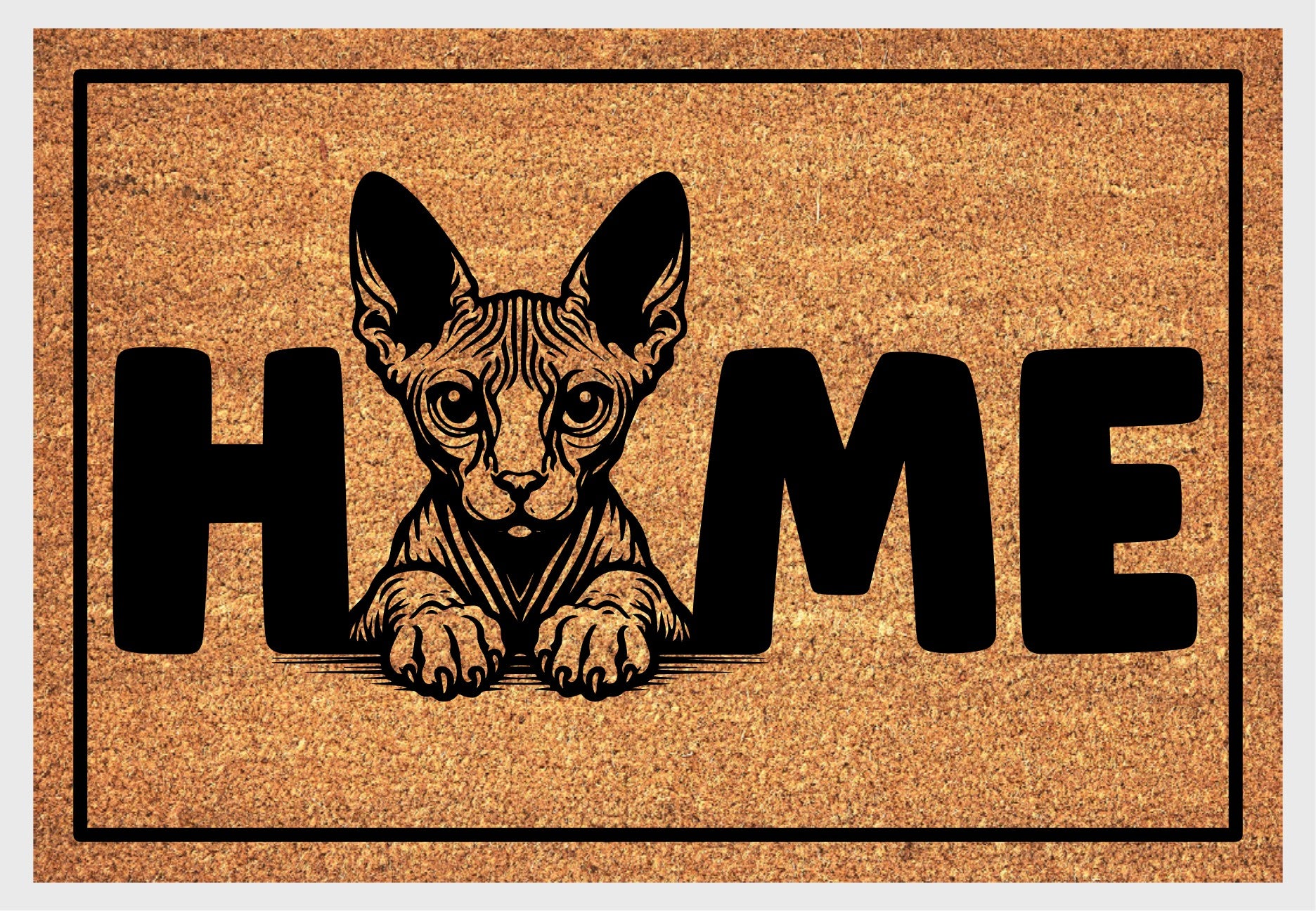 Sphynx cat coir doormat #2 with home text natural fiber welcome mat