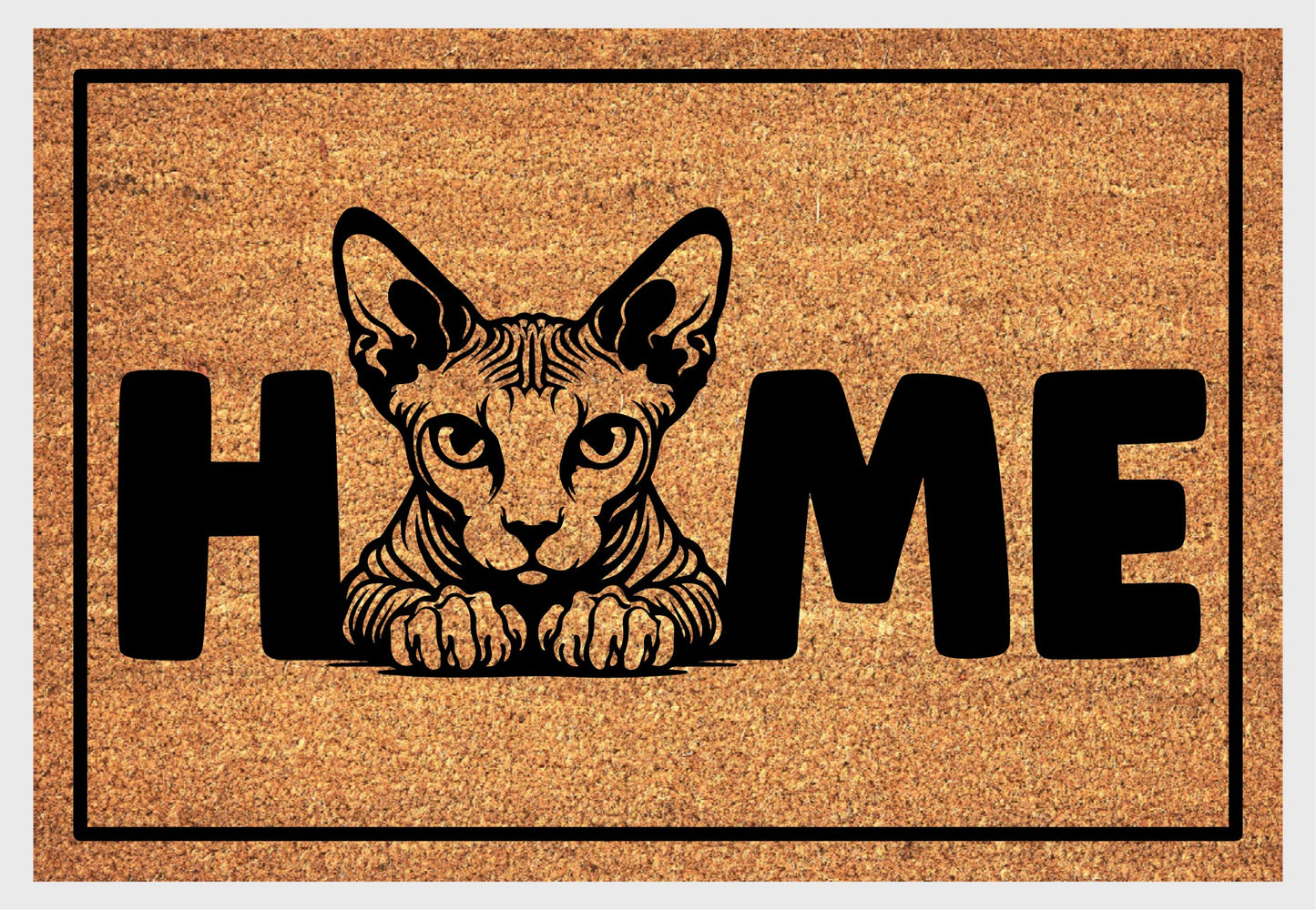 Sphynx cat coir doormat #4 with home text natural fiber welcome mat