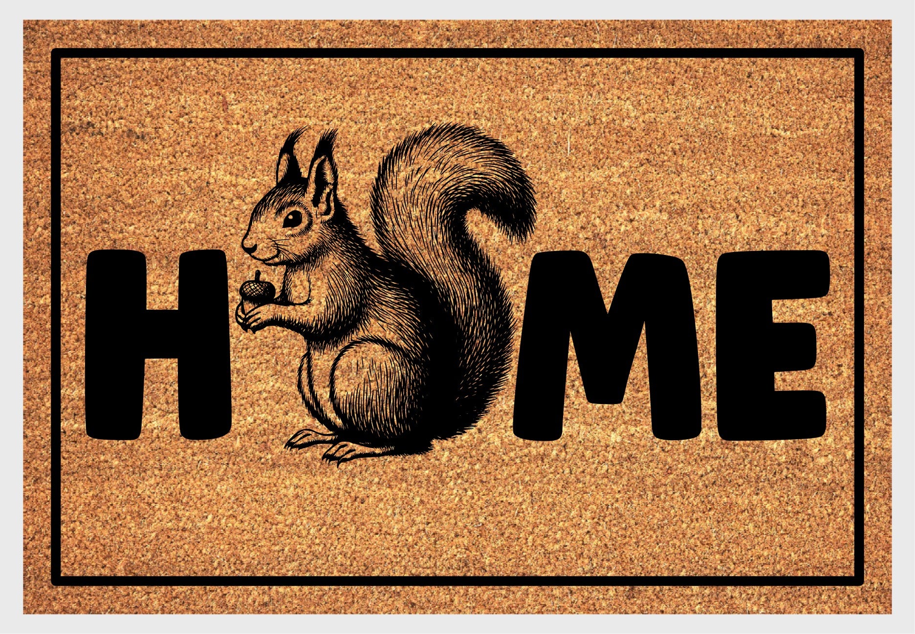 Red squirrel doormat #2 closeup