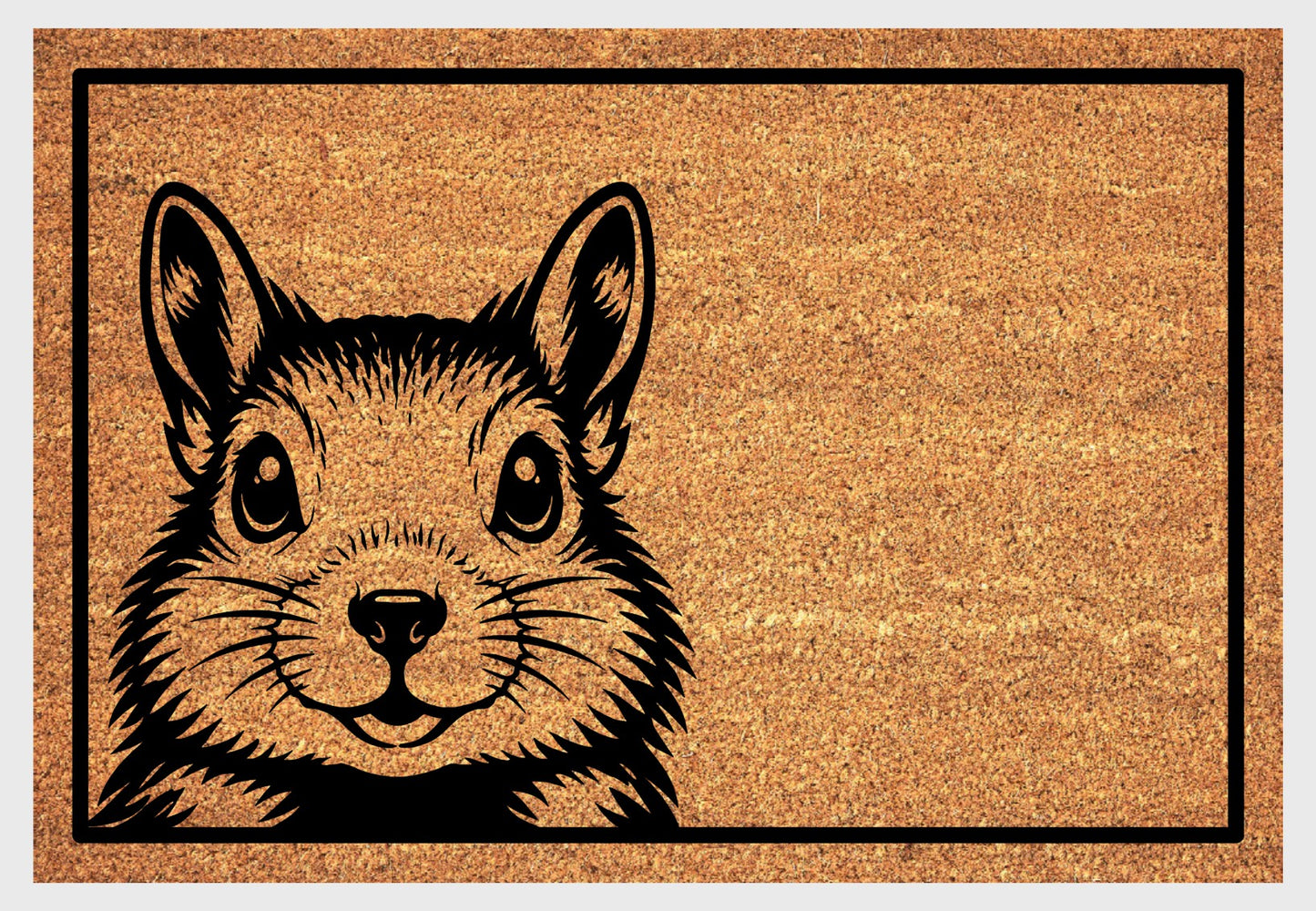 Peeking squirrel coir doormat #1 with peeping squirrel design