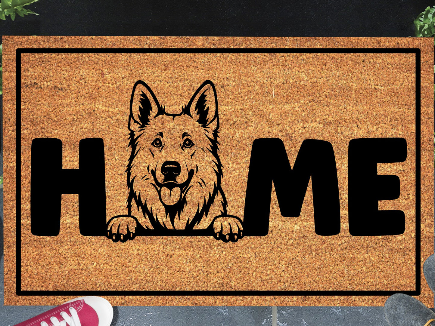 Swiss Shepherd Doormat #1 - White Swiss Shepherd Welcome Mat - 3 Sizes Available