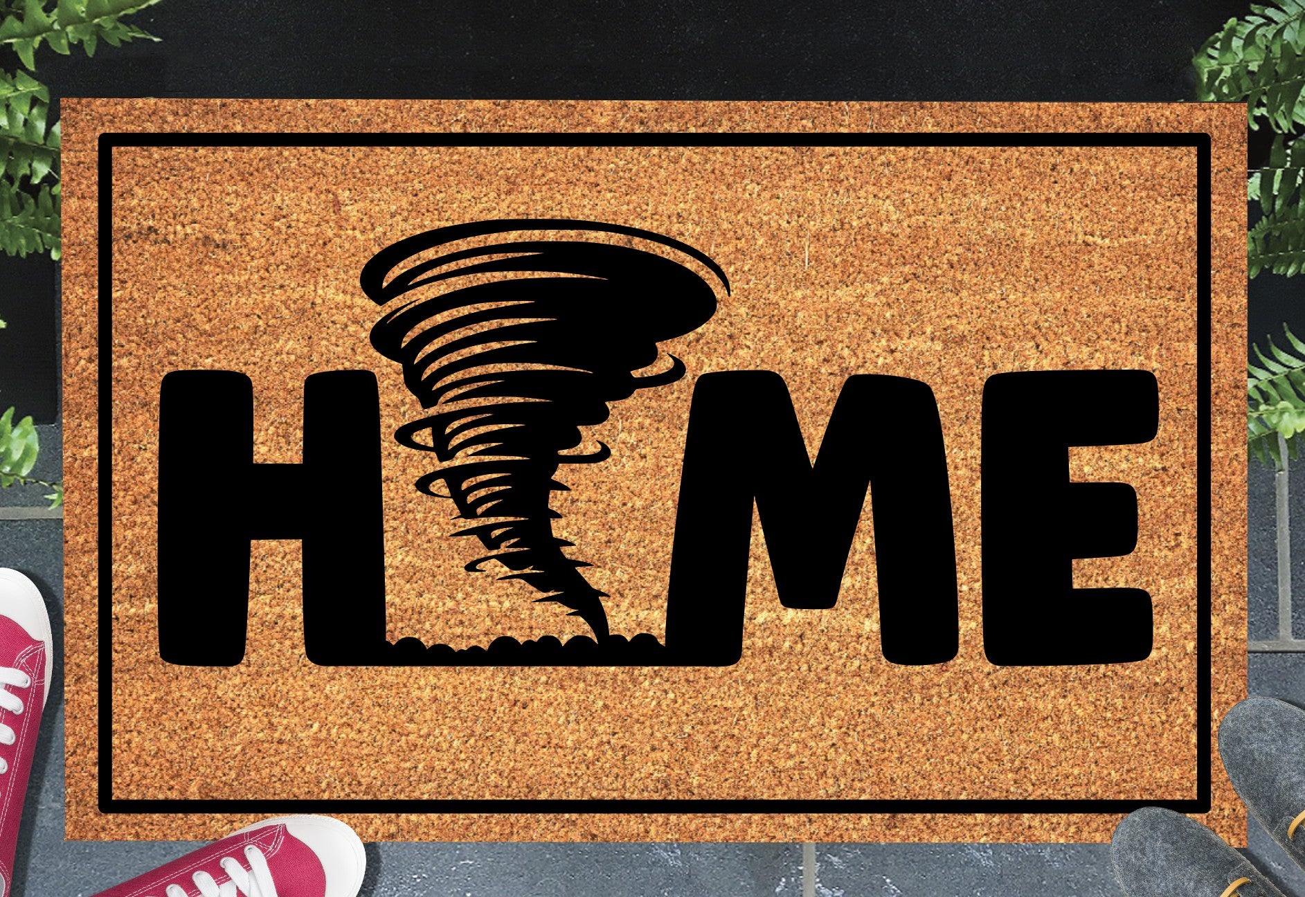 Tornado doormat in entryway - 16x24 size with dramatic storm imagery