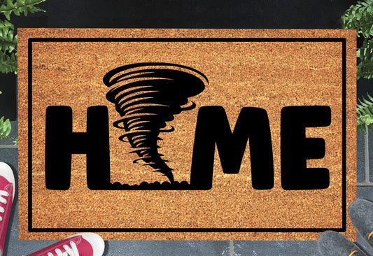 Tornado doormat in entryway - 16x24 size with dramatic storm imagery