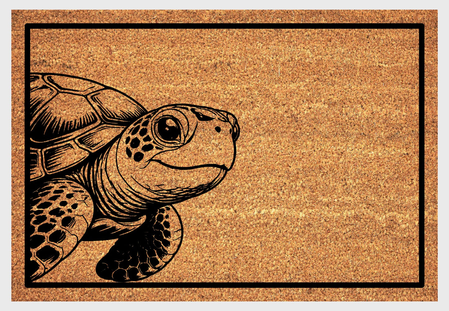 Peeking turtle coir doormat #1 with peeping turtle design