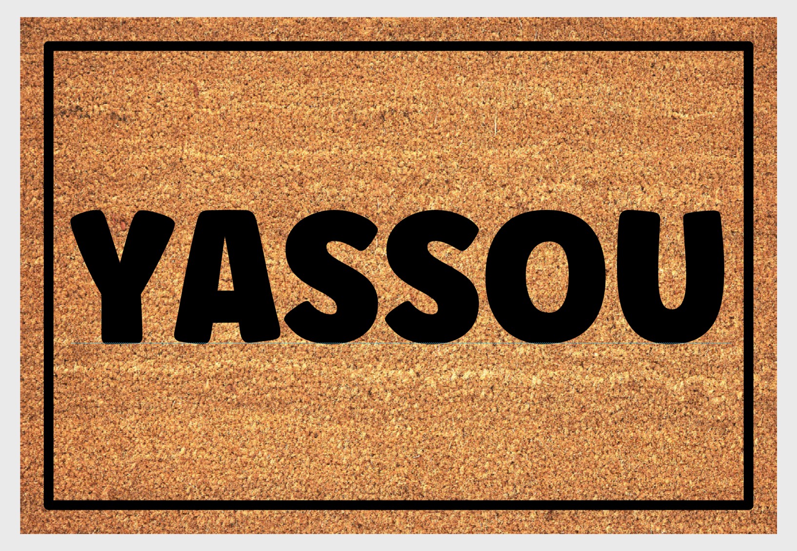 Yassou coir doormat #1 with Greek welcome greeting

