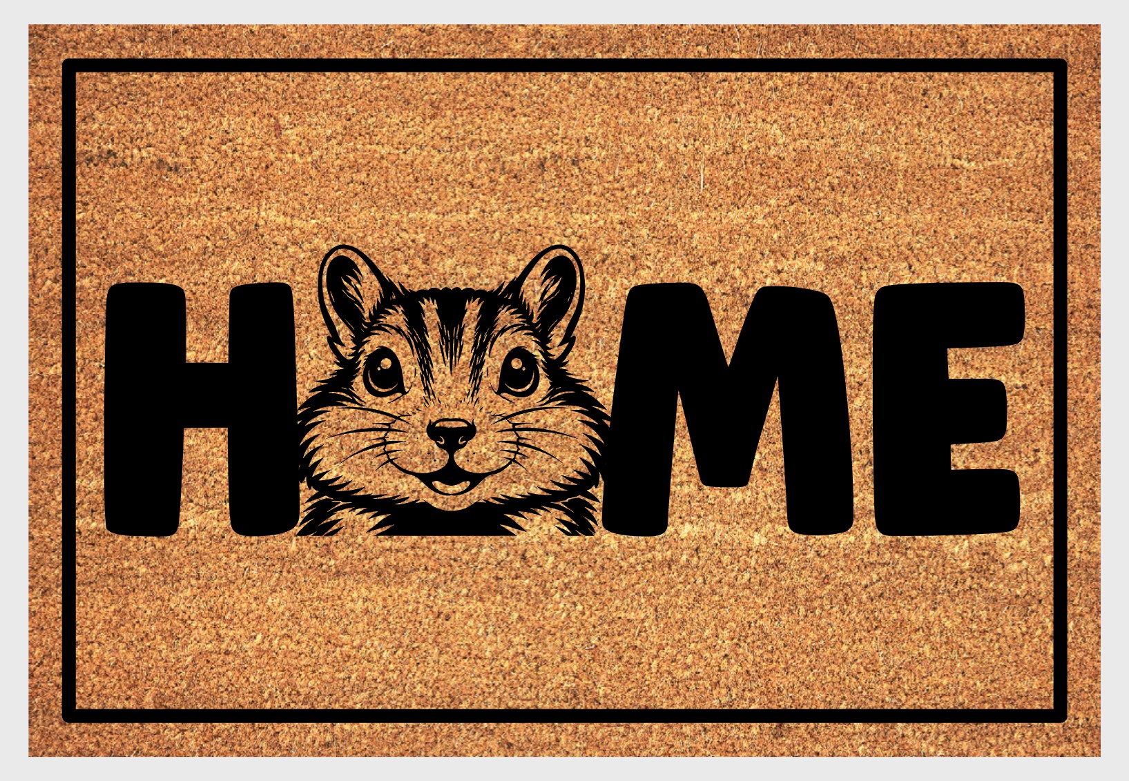 Chipmunk coir doormat #1 with wildlife design and HOME lettering