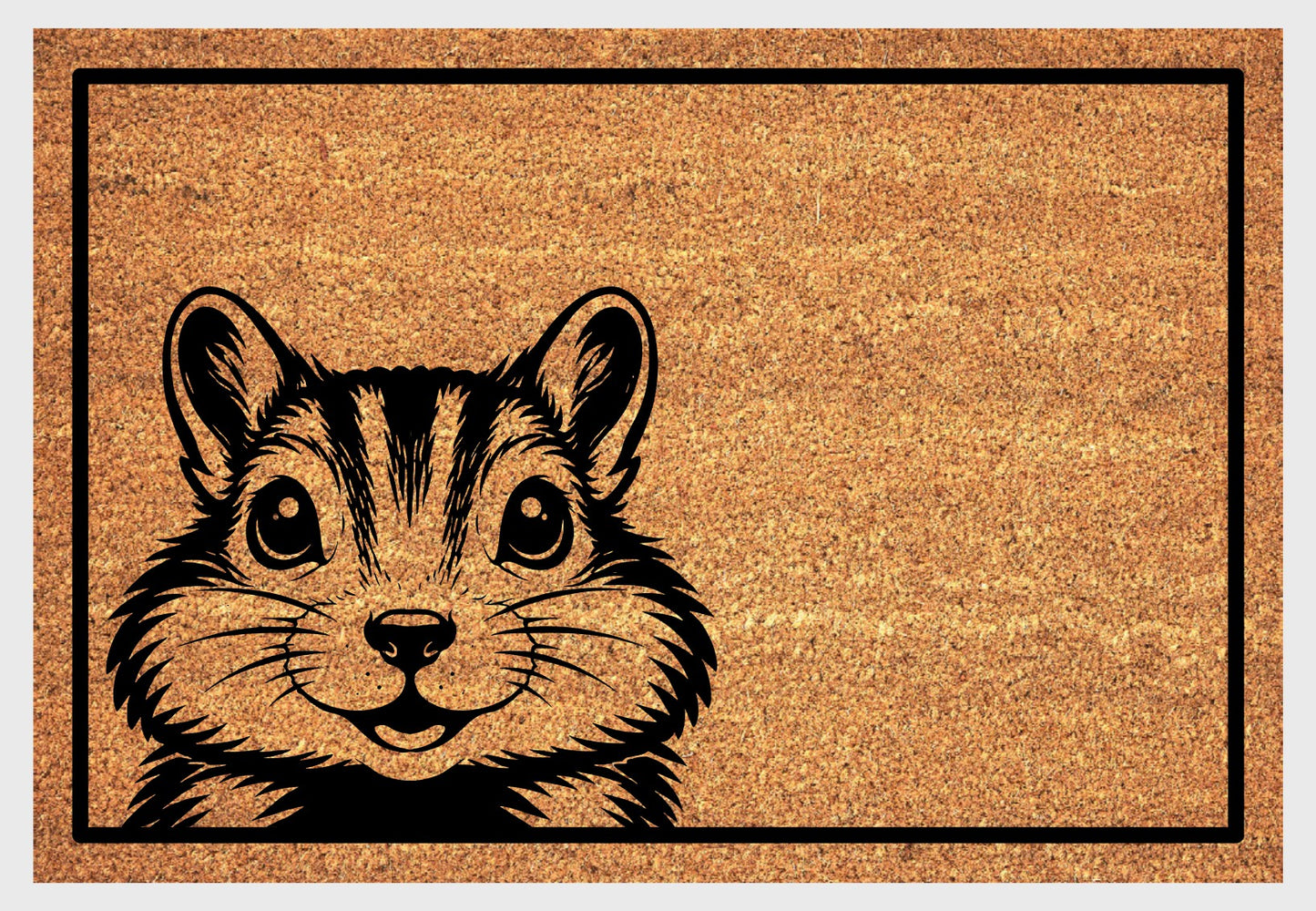Peeking chipmunk coir doormat #1 with peeping chipmunk design