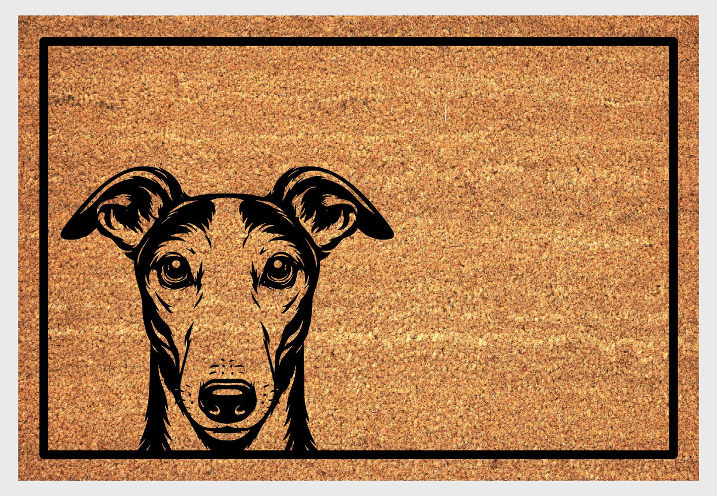 Peeking greyhound coir doormat #1 with peeping greyhound design
