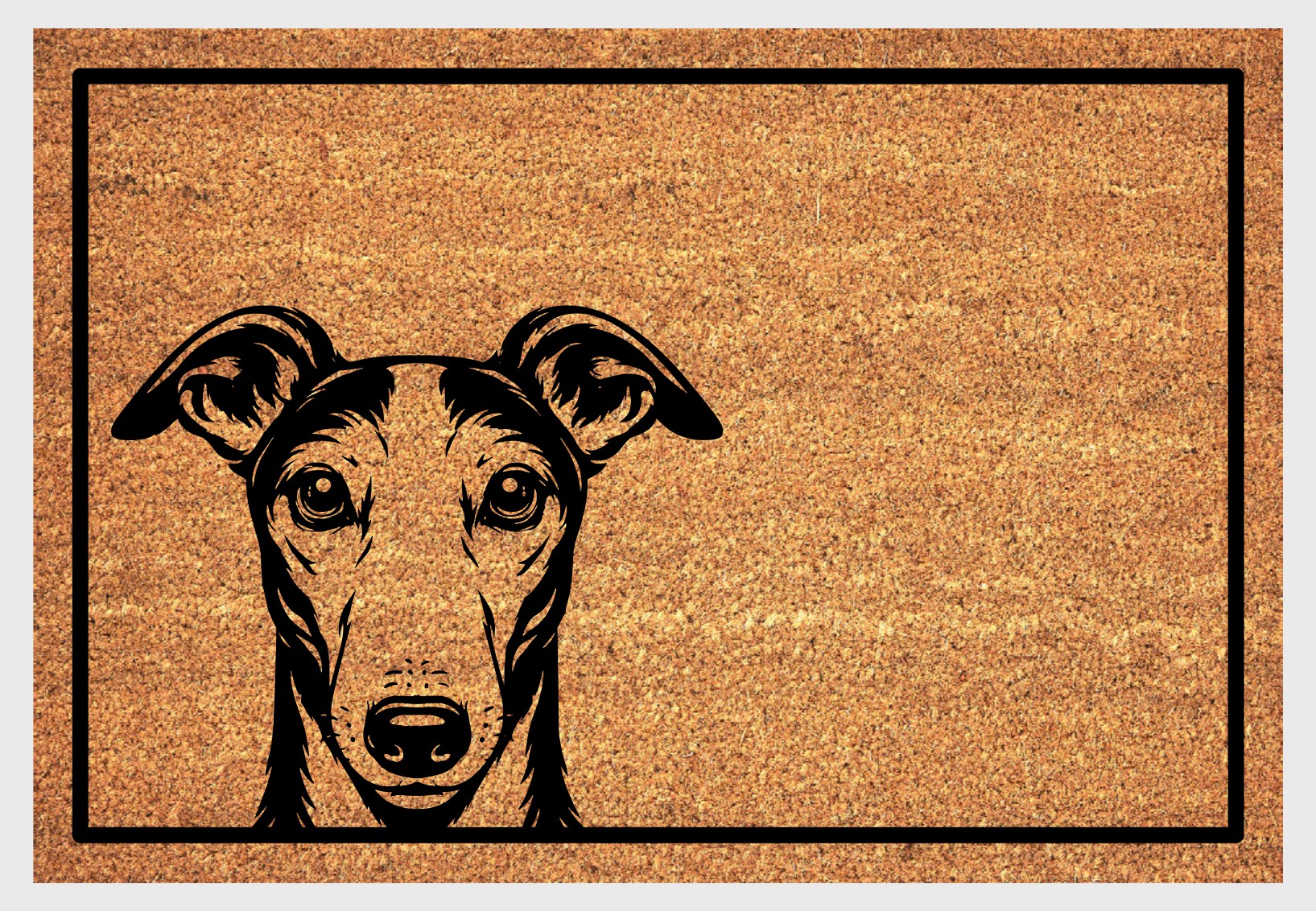 Peeking greyhound coir doormat #1 with peeping greyhound design