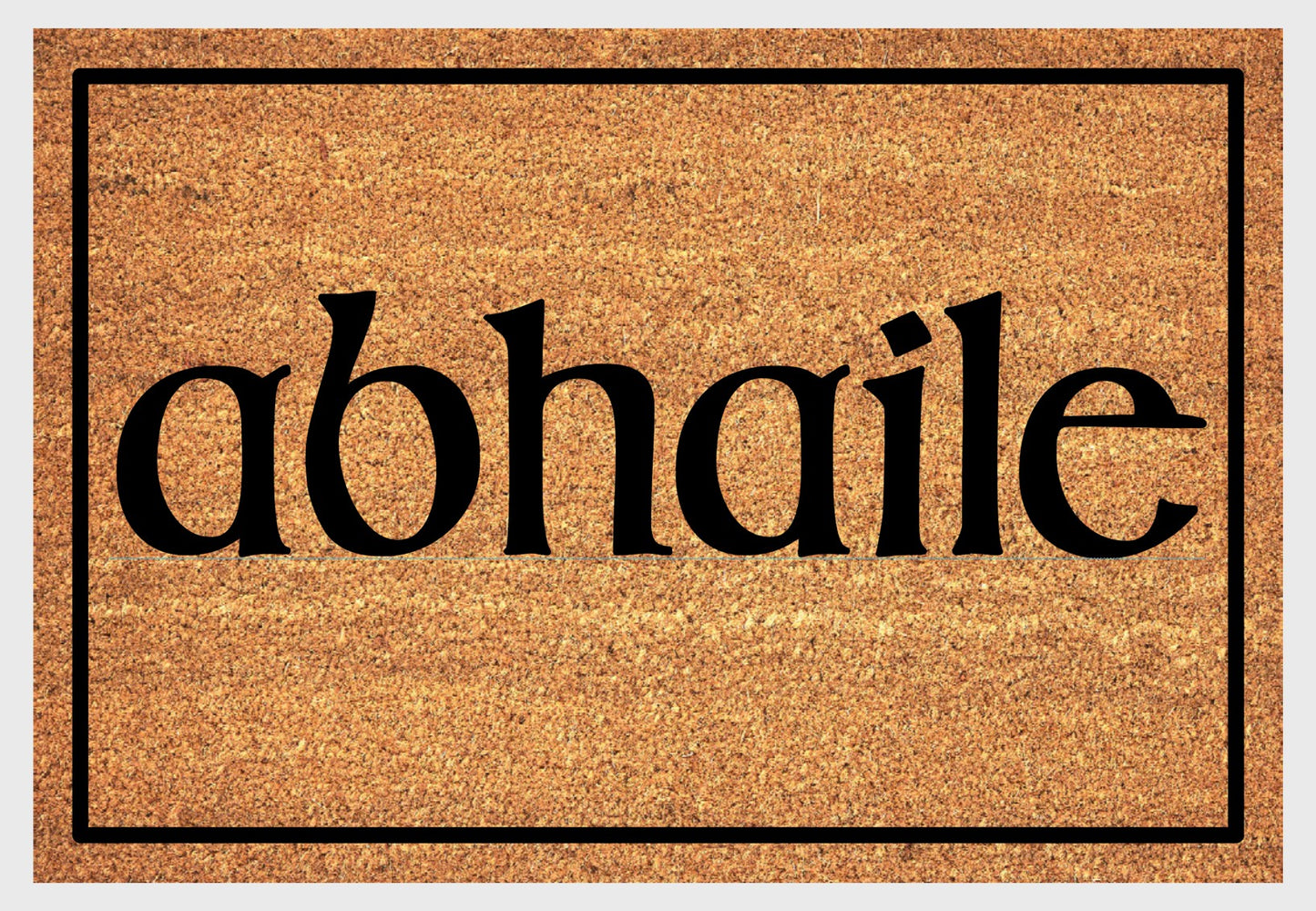 Abhaile doormat with Celtic Irish design in natural coir fiber
