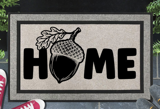 acorn doormat with HOME text