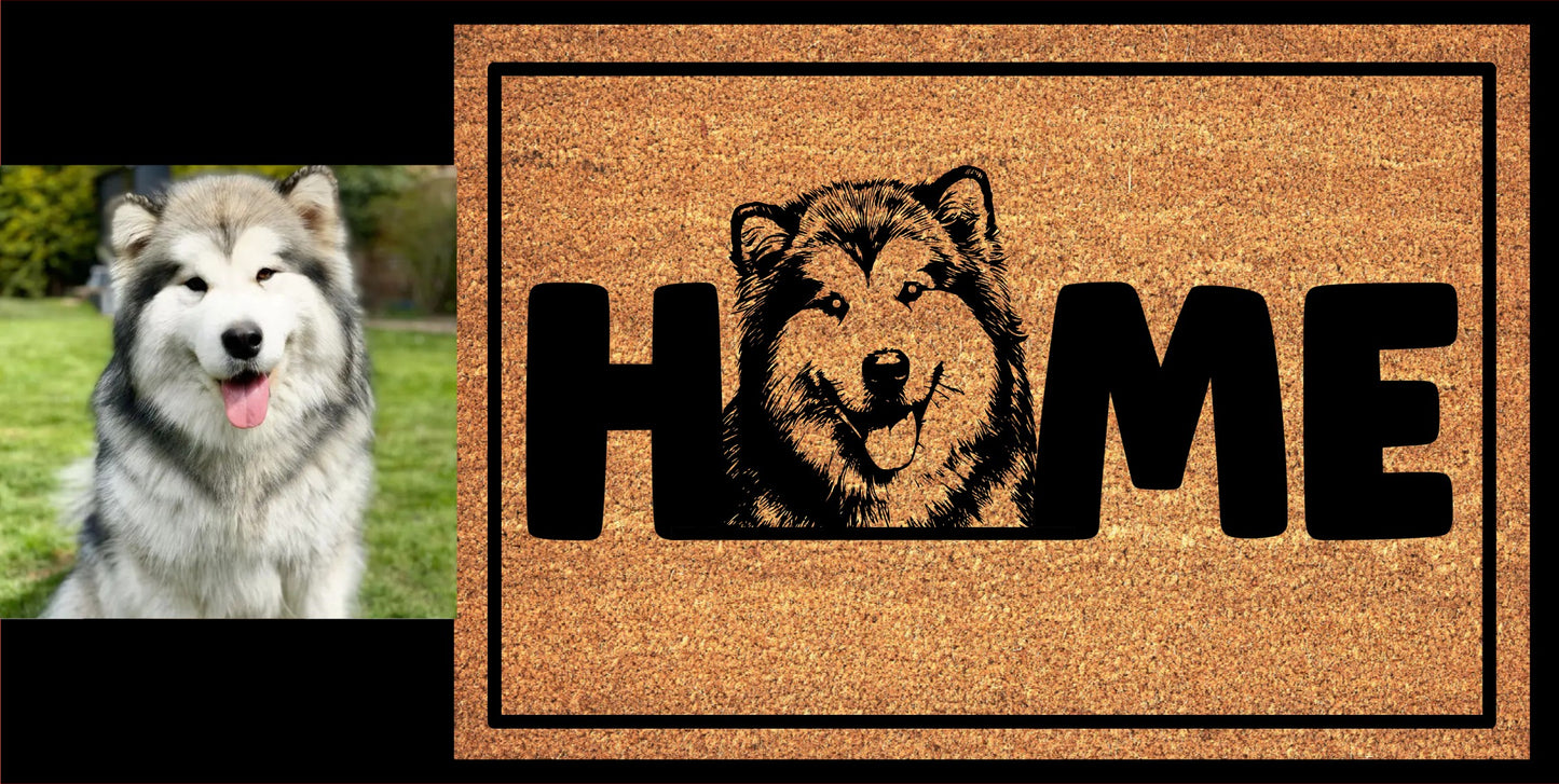 Custom Dog Doormat - Alaskan Malamute Welcome Mat