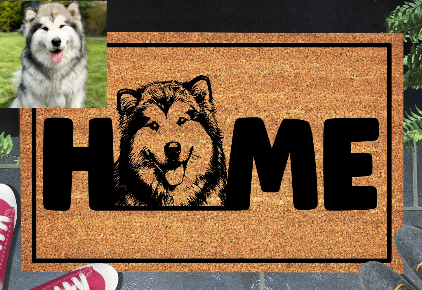 Dog Photo Doormat - Alaskan Malamute Welcome Mat