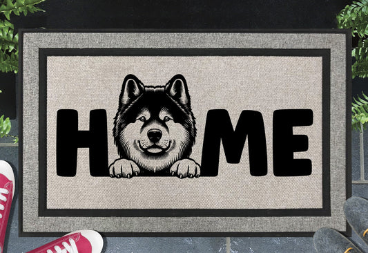 Akita doormat #1 with HOME text and dog breed design