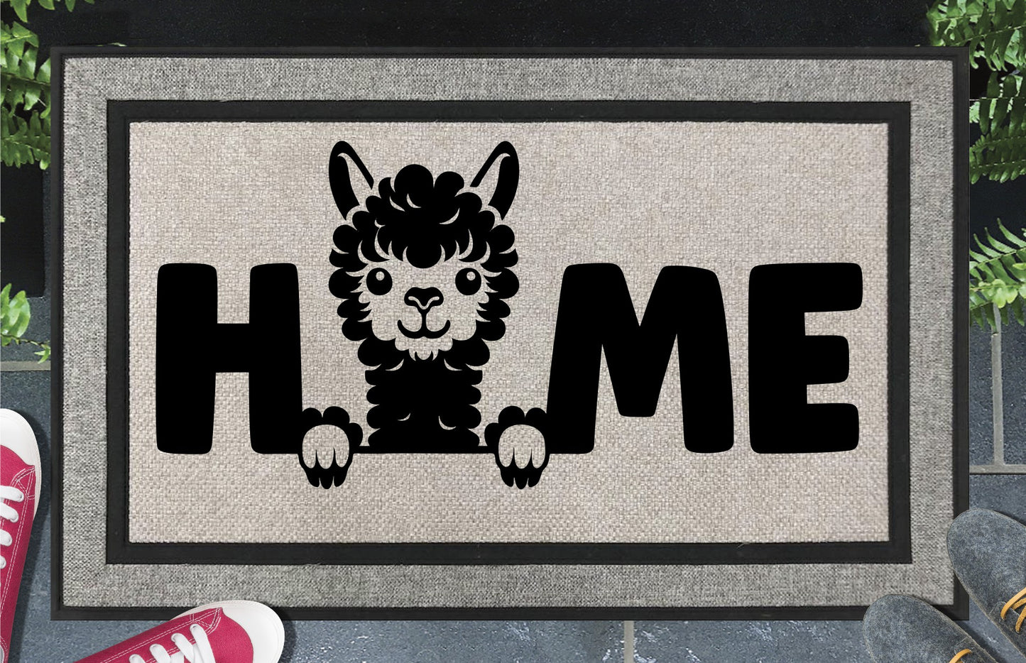 Alpaca doormat #2 with HOME text and alpaca design