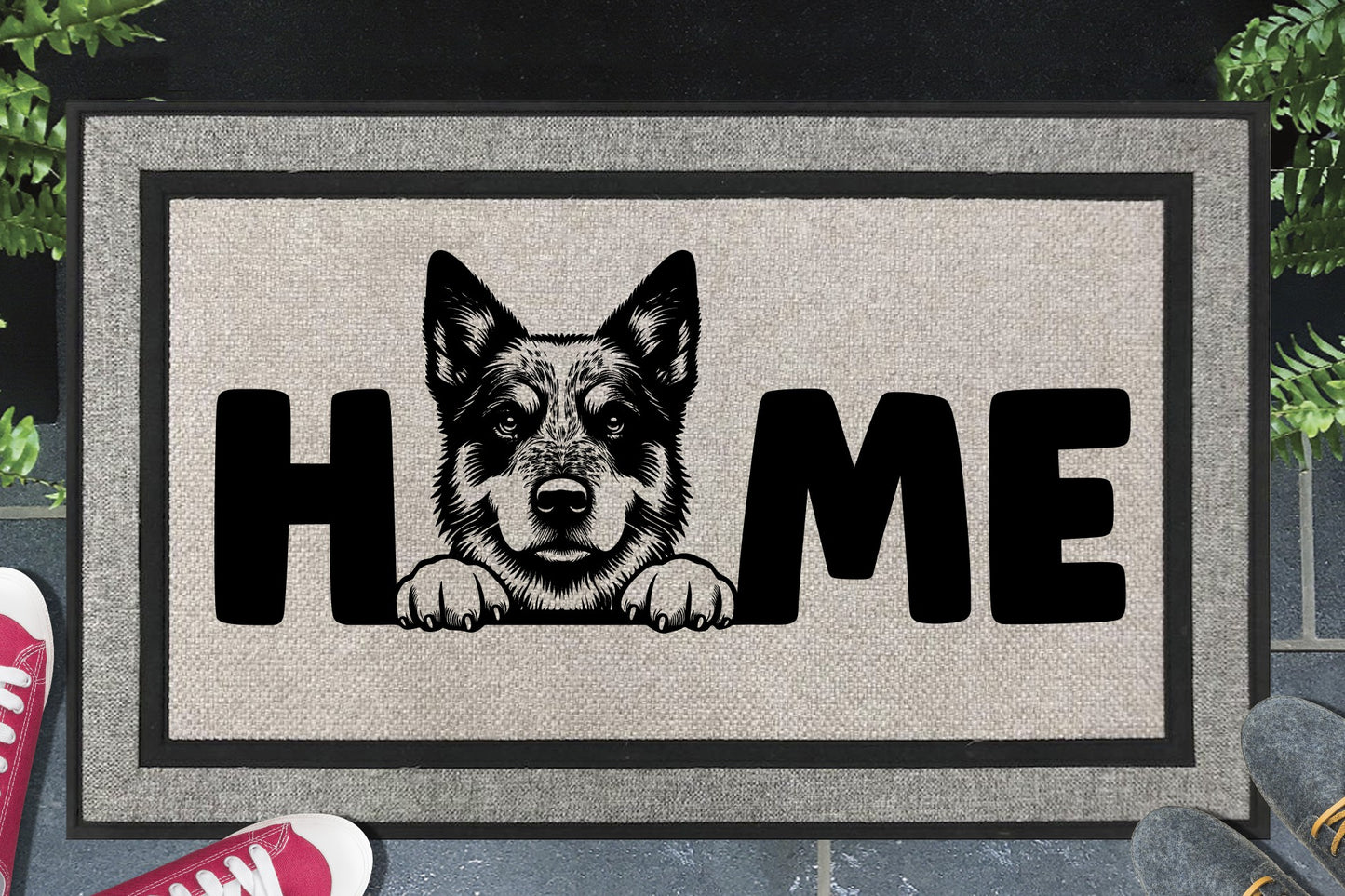 Australian Cattle Dog doormat #3 with HOME text