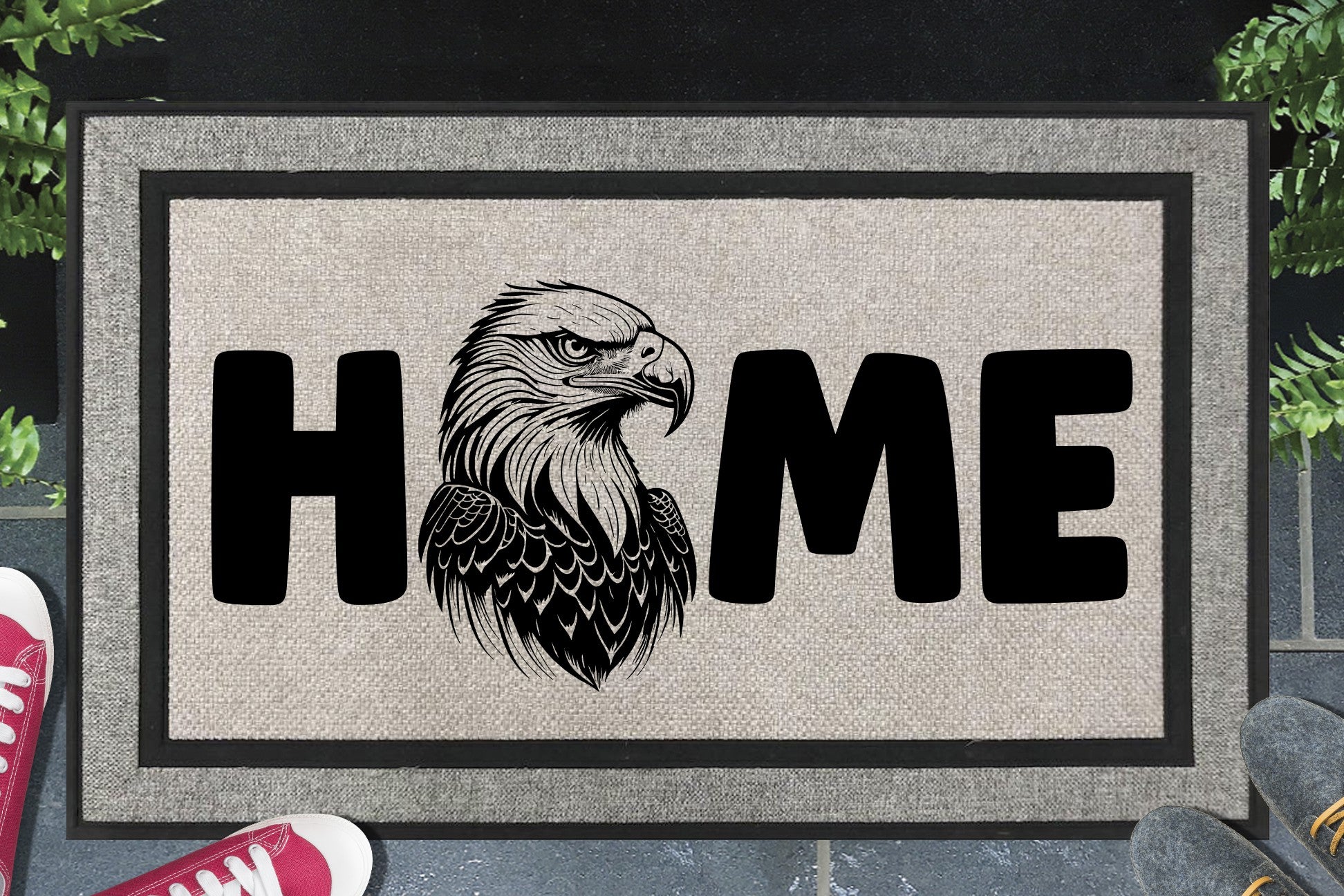 American Bald Eagle doormat #1 with HOME text and eagle design