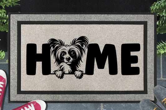 Chinese Crested Doormat #1 all weather mat with dog breed design placed at front door entryway