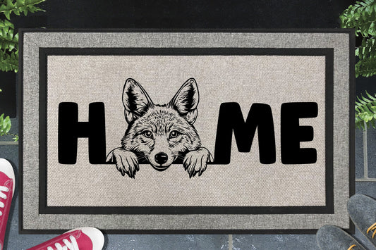 Coyote doormat – woven polyester mat with UV-resistant print, 18x30"