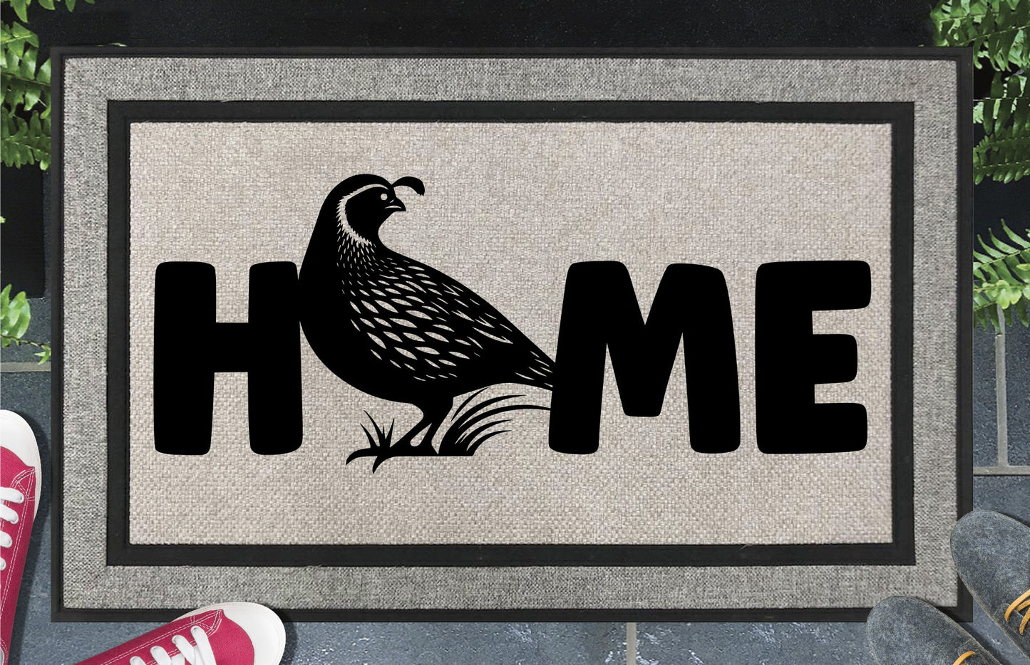 Quail all weather doormat #1 with HOME text