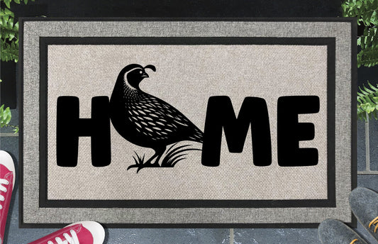 Quail all weather doormat #1 with HOME text