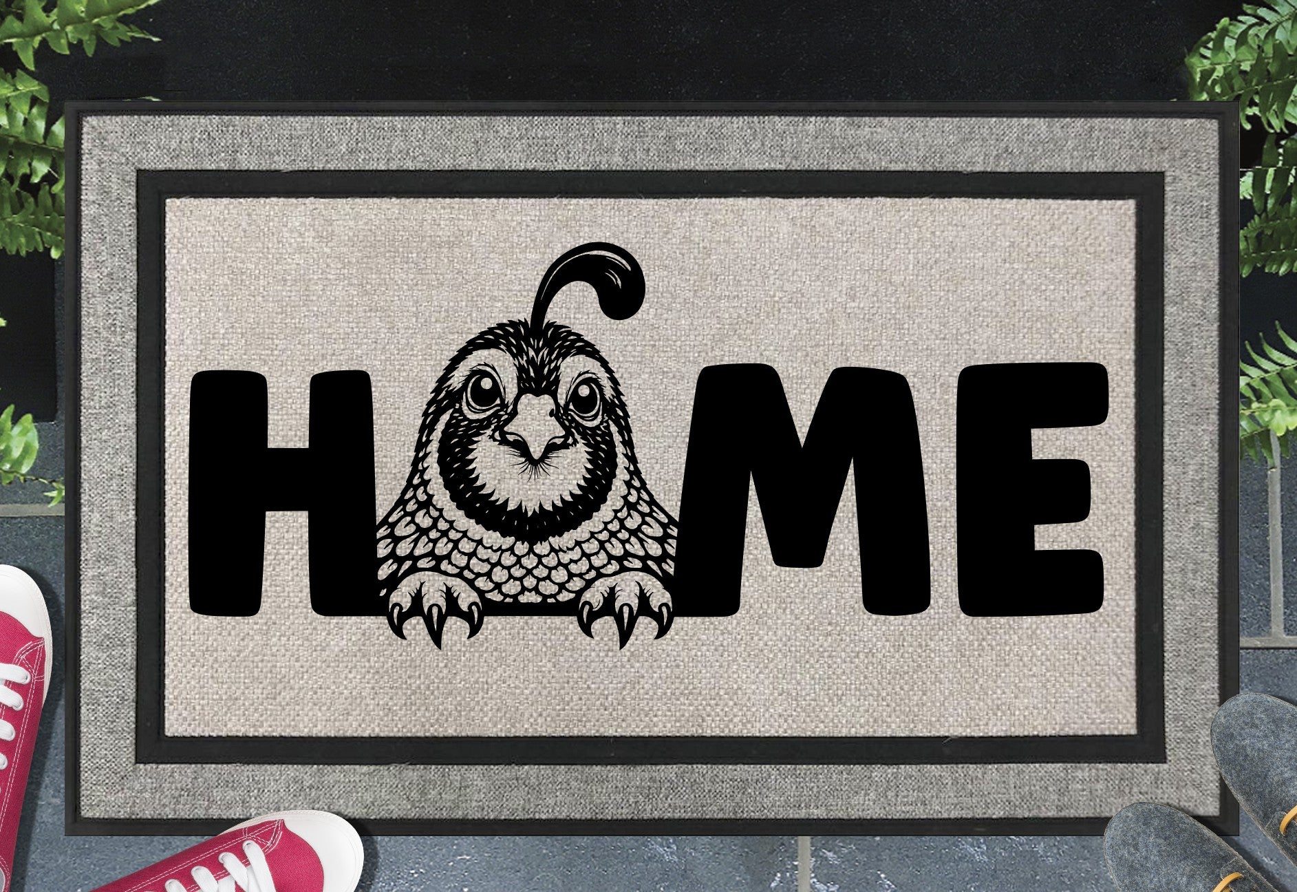 Quail all weather doormat #2 with HOME text