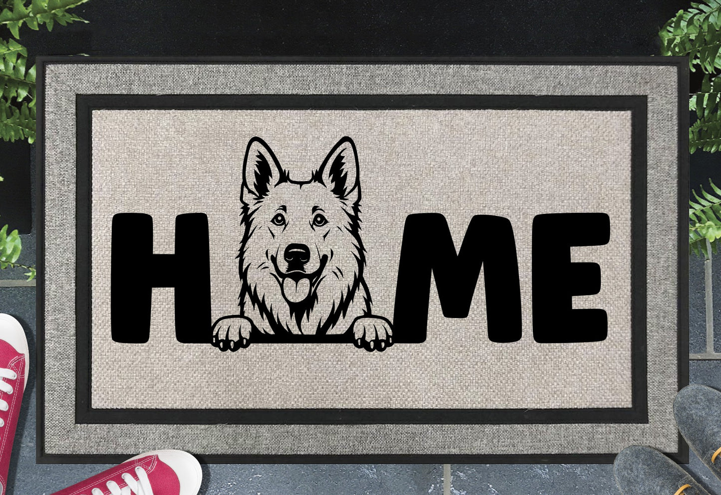 Swiss Shepherd Doormat #1 - All Weather - White  Swiss Shepherd Welcome Mat