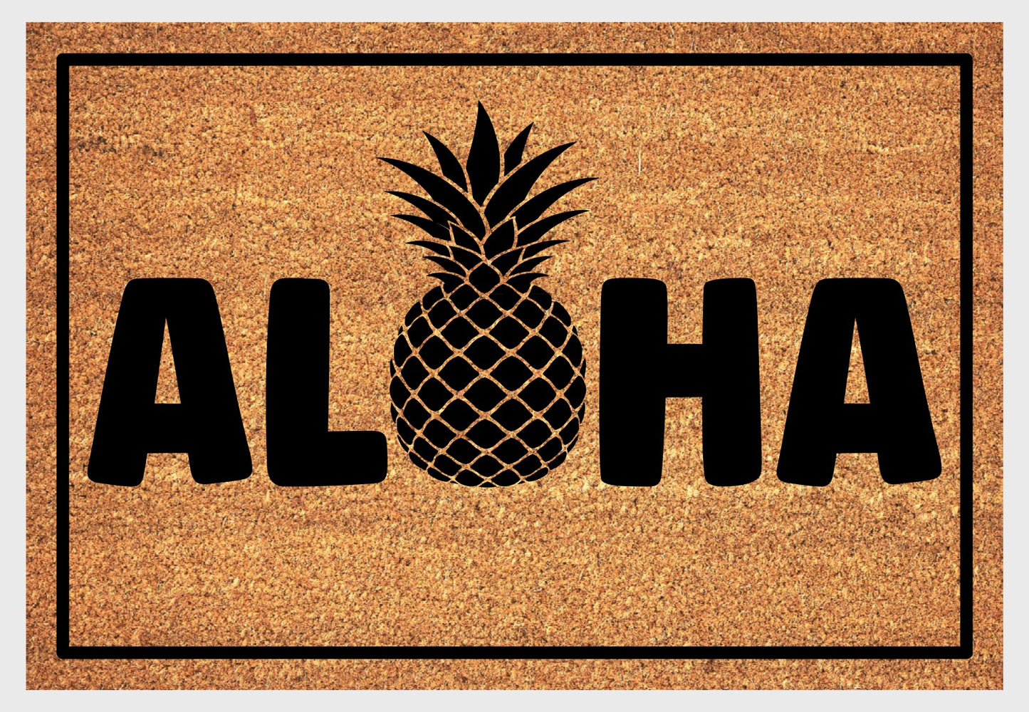 Aloha Hawaiian doormat coir material close-up showing natural coconut fiber texture