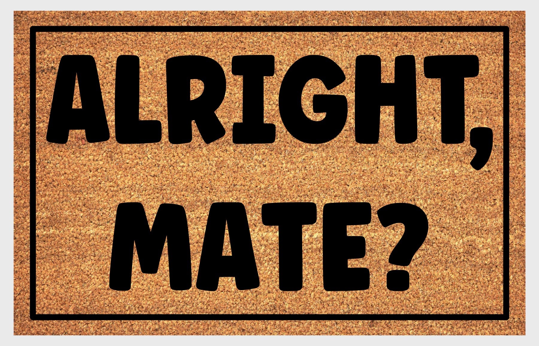 Alright Mate British welcome mat flat lay – durable coir fiber with non-slip backing