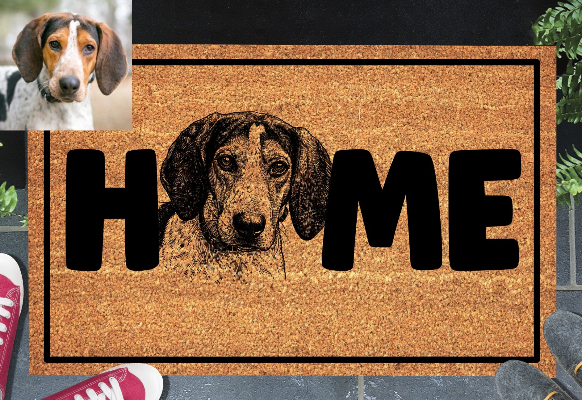 Pet Photo Doormat - American English Coonhound 