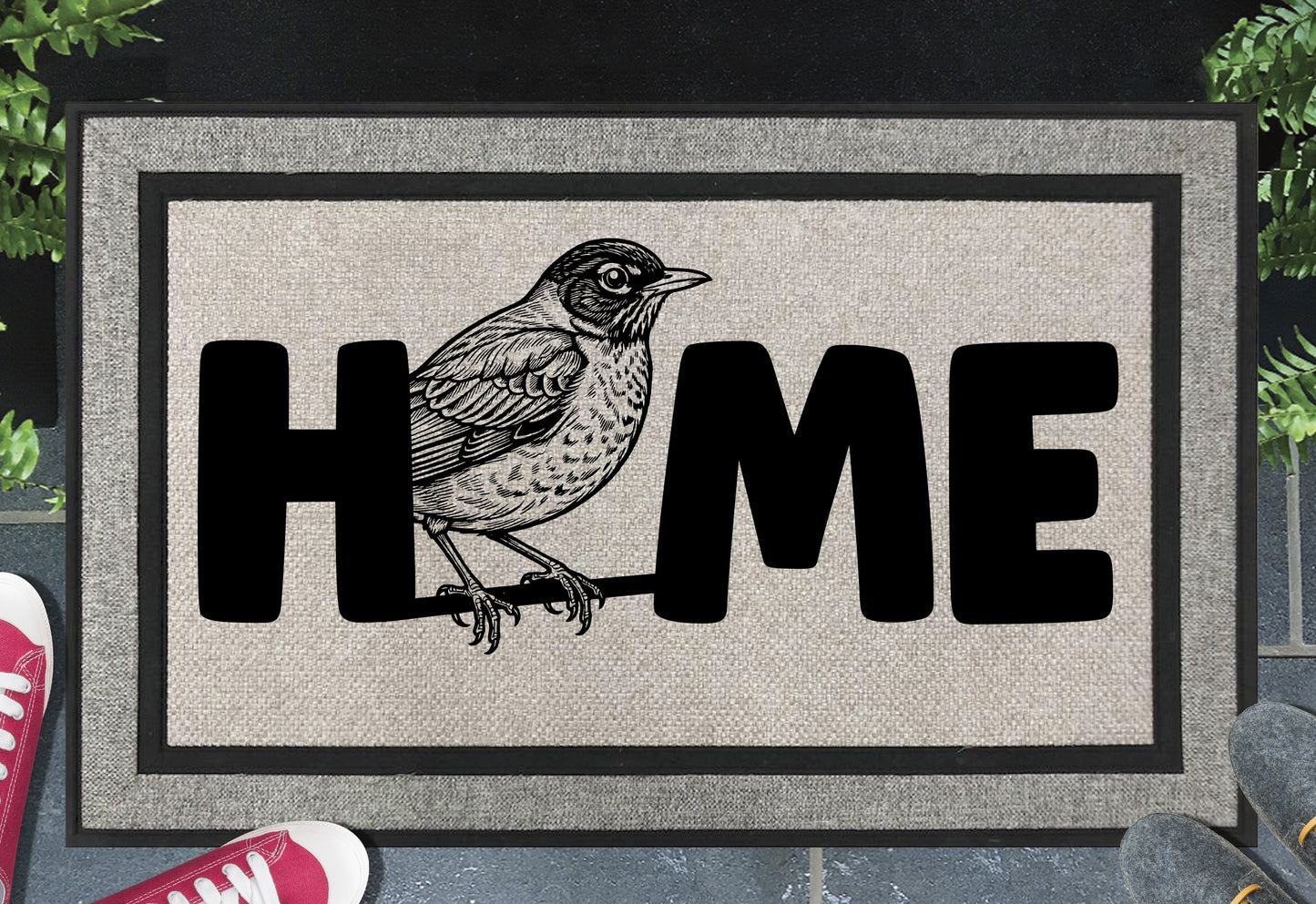 American Robin doormat – UV-resistant woven polyester robin welcome mat
