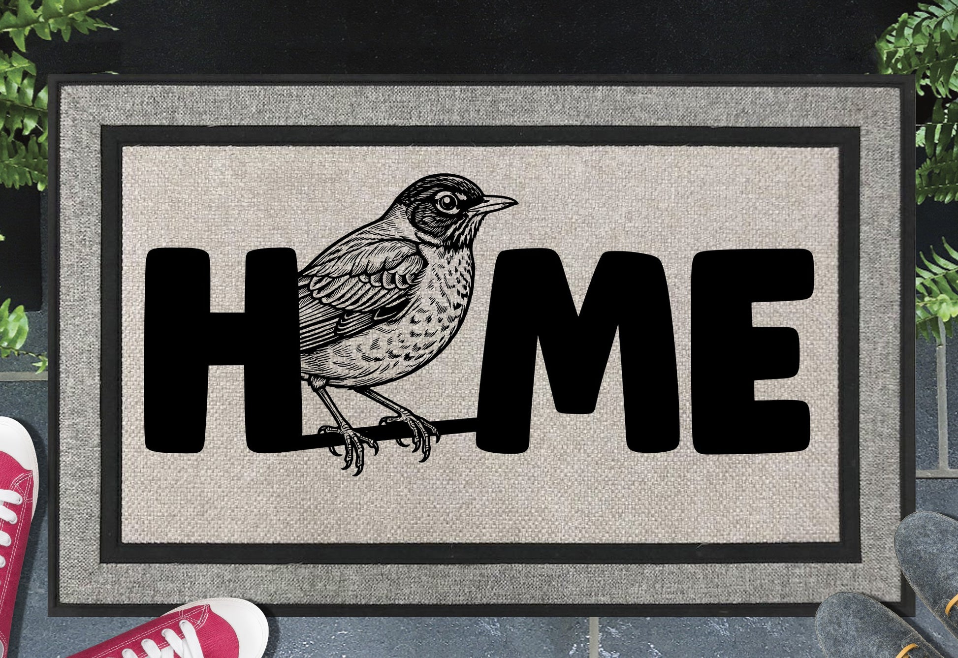 American Robin doormat – UV-resistant woven polyester robin welcome mat