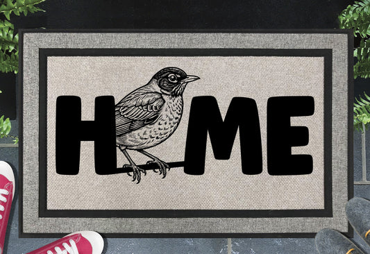 American Robin doormat – UV-resistant woven polyester robin welcome mat